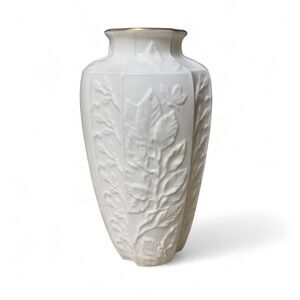 Fitz and Floyd Essentials Botanical Collection‎ Cream Ivory Vase Floral Decor